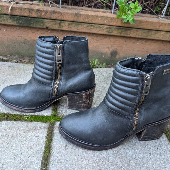 Cute moto Harley Davidson heeled leather booties size 9 - Picture 3 of 6